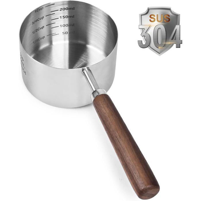 Cuillère doseuse animaux 250ml acier inox manche bois nourriture chien chat précision durable