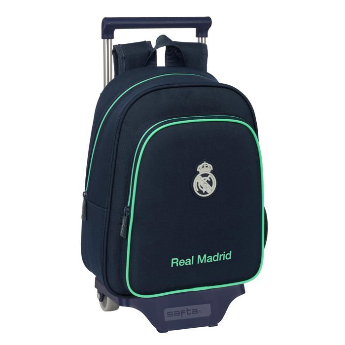 Sac à dos enfant avec chariot - safta - Real Madrid 25/26 - 27x10x33 cm - Bleu Marine - Polyester résistant