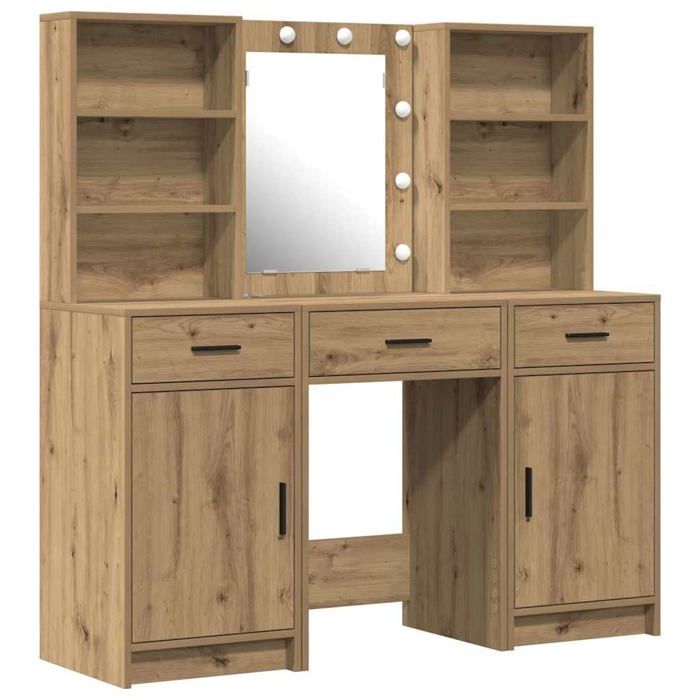 Ensemble de coiffeuse moderne - vidaXL - Chêne artisanal - 50x41x135 cm - Miroir LED tactile - Bois dingénierie