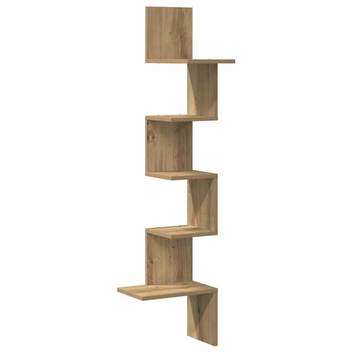 Étagère dangle murale - vidaXL - 32x32x1275 cm - Chêne artisanal - Bois dingénierie - Capacité 60 kg - Forme S