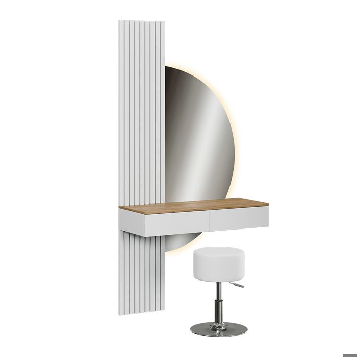 Coiffeuse Melina 100cm avec miroir LED et tabouret Blanc/Chêne Vicco 58448 Coiffeuse Melina 100cm avec miroir LED et tabouret Blanc/Chêne Vicco 58448