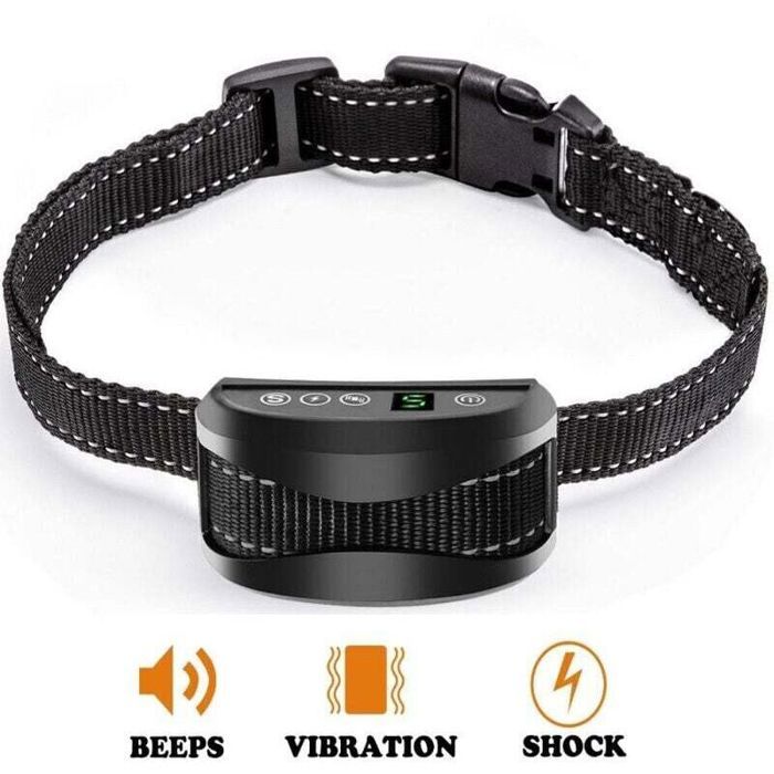 Collier anti-aboiement pour chien - MHY® - 3 modes: choc électrique vibration sensibilité - Inoffensif - Automatique