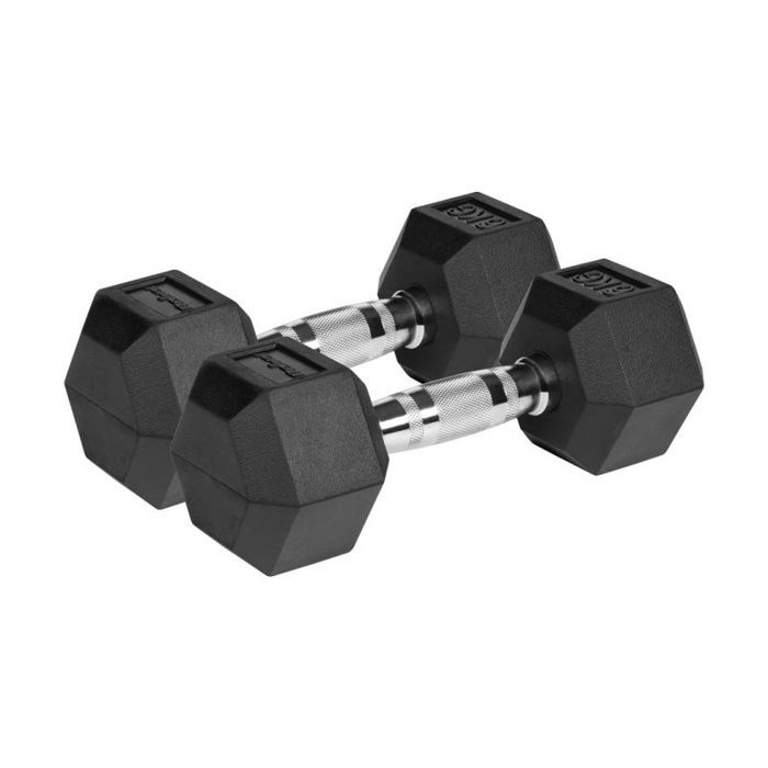 Haltères caoutchoutées - REBEL ACTIVE - RBA-2325 - 2 x 6 kg - Caoutchouc - Noir