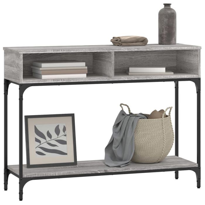 SOLDES DHIVER®Console Meuble - Gris Table console Table dappoint support 20 kg - Sonoma gris - 100x30 5x75 cm - bois dingénier