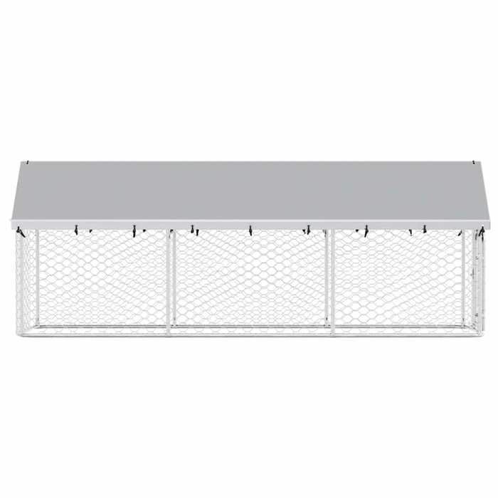 Solde 2026parc polyvalent/grande cage pour chien Argent - Chenil extérieur avec toit 400x100x150cm 25 Kg 83554591