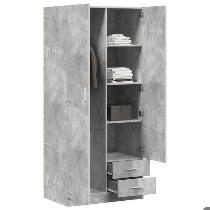 Garde-robe - NGM - Armoire penderie - grande espace - Gris béton 80x52x180 cm Aggloméré LH3744194