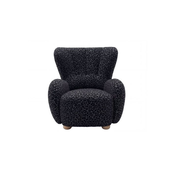 LILI - Fauteuil tissu imprimé animalier - Noir LILI - Fauteuil tissu imprimé animalier - Noir