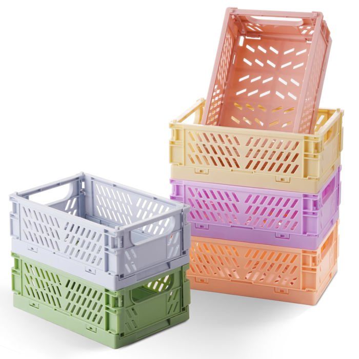 Paniers de rangement - SONGHUI - Mini pliables (lot de 6) - Pliable - ABS durable - Assortiment couleurs