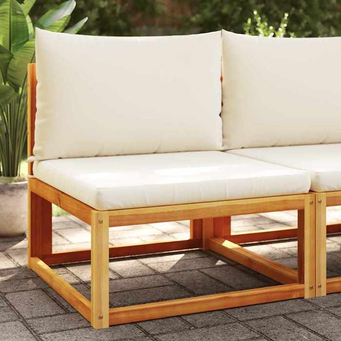 VIDAXL Canapé de jardin 1 PC - Siège de jardin - sans accoudoirs avec coussins - en bois dacacia et rotin 65x65x65 cm S168