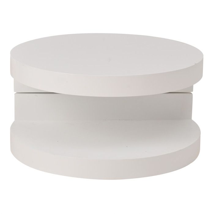 Modenuit Table basse ronde 70 x 70 x 355 cm rotative 360° avec LED MDF blanc 2 niveaux