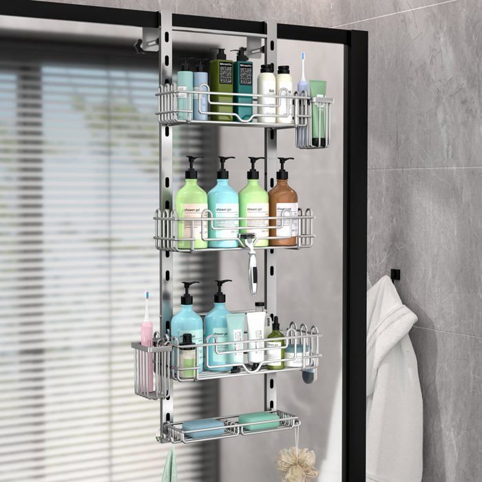 ganiseur de douche à suspendre – Étagère de douche avec 22 crochets et 2 suppts de e à dents s perçage PATERE