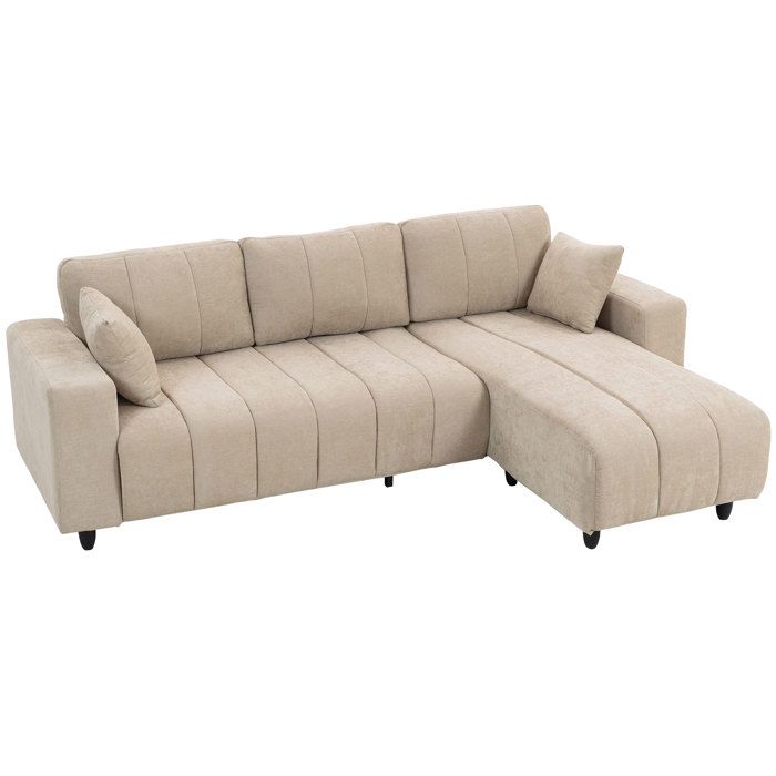 Canapé dangle - HOMCOM - 4 places - modulable - méridienne réversible et 2 oreillers - tissu aspect lin - 242 x 156 x 87 cm - beige Canapé dangle - HOMCOM - 4 places - modulable - méridienne réversible et 2 oreillers - tissu aspect lin - 242 x 156 x 87 cm - beige