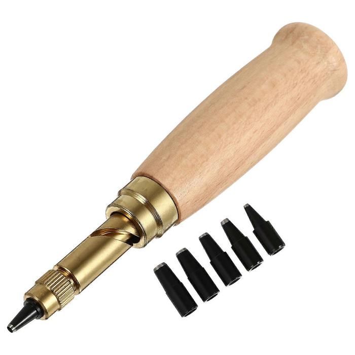 Kit de 6 emporte-pièces en acier allié pour le travail du cuir (diamètres : 1 5 mm 2 mm 2 5 mm 3 mm 3 5 mm et 4 mm).