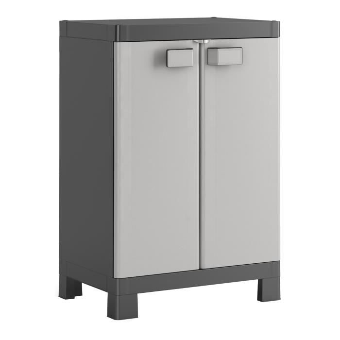 KETER ARMOIRE BASSE LOGICO, Noir / Gris, 65 x 45 x 97 cm Cdiscount