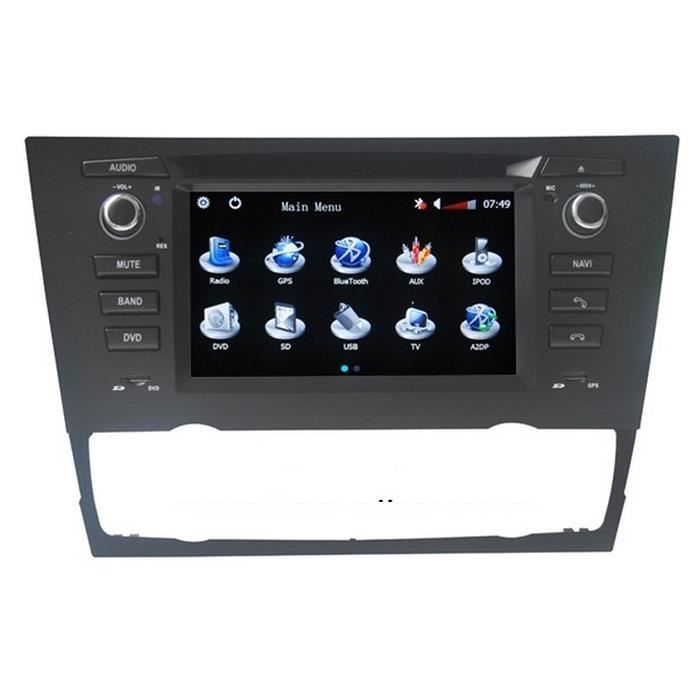 Autoradio HD GPS pour Bmw série 3 E90 E91 E92 E93 (clim auto) DIVX DVD MP3 USB SD RDS Bluetooth