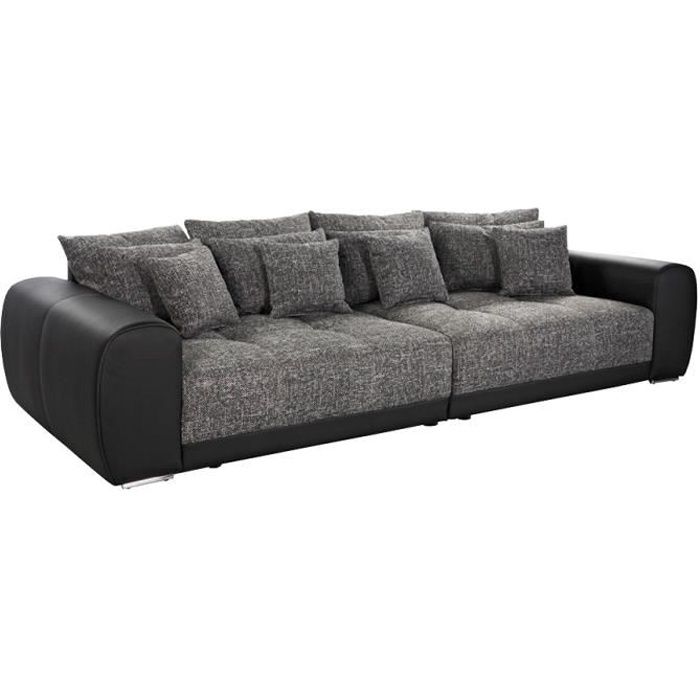 Grand Canapé Droit Byouty Noir Noir 4 Places Achat Vente Canapé Sofa Divan Soldes Sur Cdiscount Dès Le 20 Janvier Cdiscount