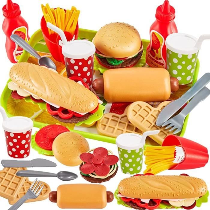 Jouets en Plastique Fruits et Légumes à Découper, Dinette Enfant Hamburger  Aliment Cuisine avec Plateau Frites Hot-Dogs, Jeu - Cdiscount Jeux - Jouets
