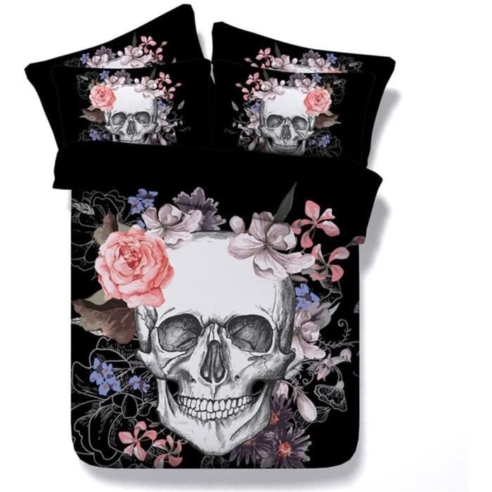 Grande Trousse De Toilette Ou à Crayons Gothique Tête De Mort - 28x18x5 Cm - Noir