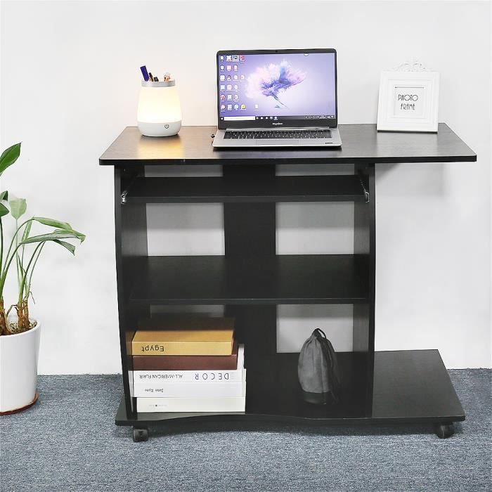 Bureau Mobile Table Informatique Avec Roulettes Table D Ordinateur Avec Support Clavier Coulissant Noir Achat Vente Bureau Bureau Mobile Table Soldes Sur Cdiscount Des Le 20 Janvier Cdiscount