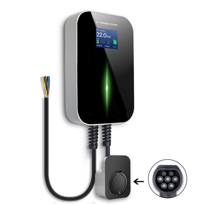 GC GC EV Wallbox 22kW Chargeur avec câble Type 2 6m 32A Triphasé Station de Charge 