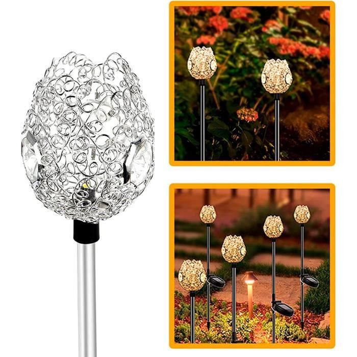 Lampe Solaire Colibri – Statue Métal Avec Boule Verre Fissuré, Éclairage Jardin Extérieur | IP55 Étanche | Déco Terrasse - 9