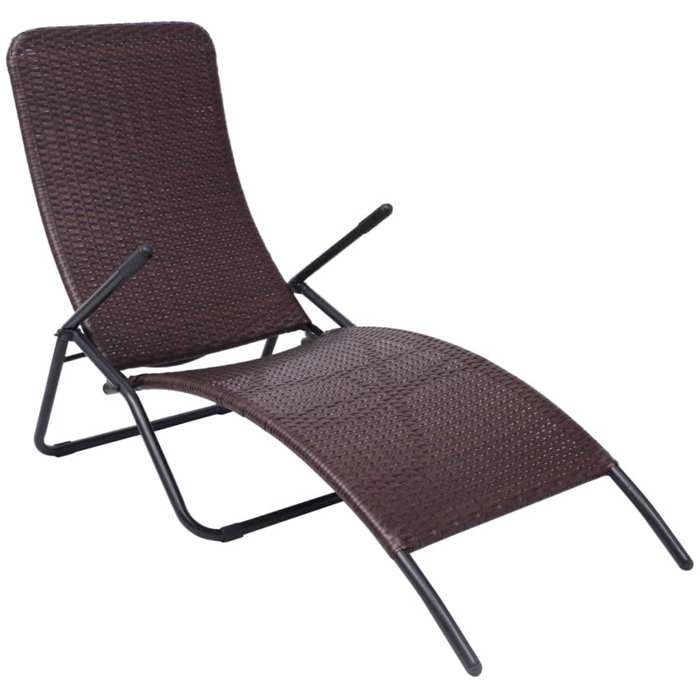 transat chaise longue bain de soleil lit de jardin terrasse meuble d exterieur 61 x 147 x 95 cm pliable rotin synthetiqu
