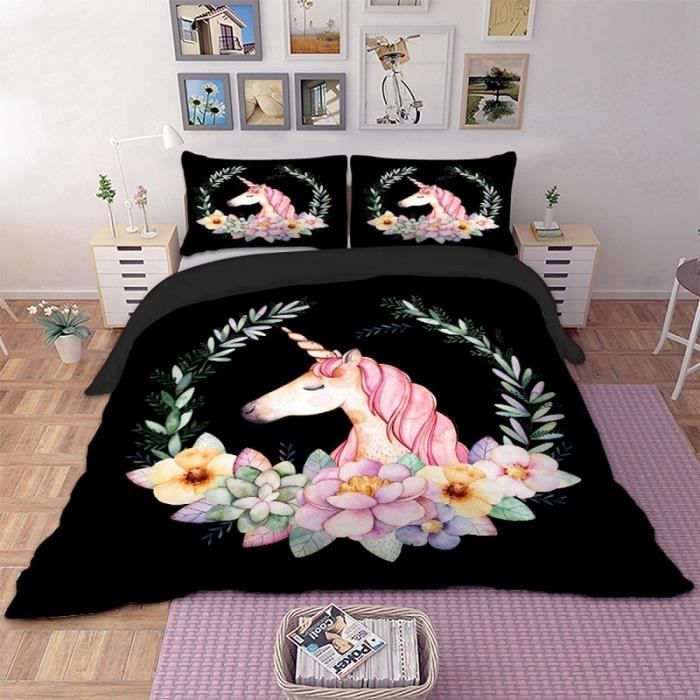 Parure De Lit 3 Pièces Violette - Housse De Couette 160x200cm En Coton - NEUVE