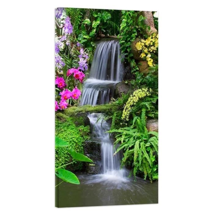 Tableau Toile 50x70cm – Parc Cascade Eau – Décoration Murale Moderne – Arttor