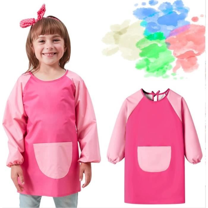 Tablier de peinture enfant bleu rose imperméable