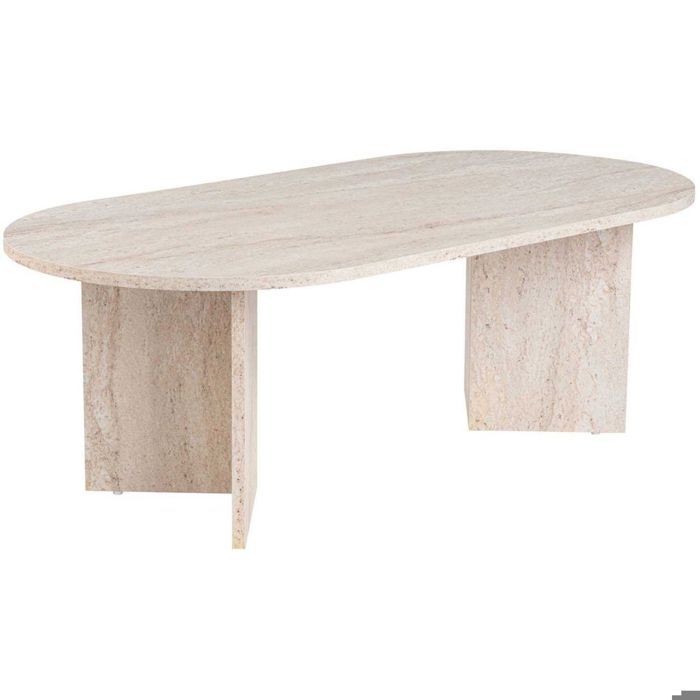 Table basse ovale - Calicosy - Effet travertin - Iris - L119cm
