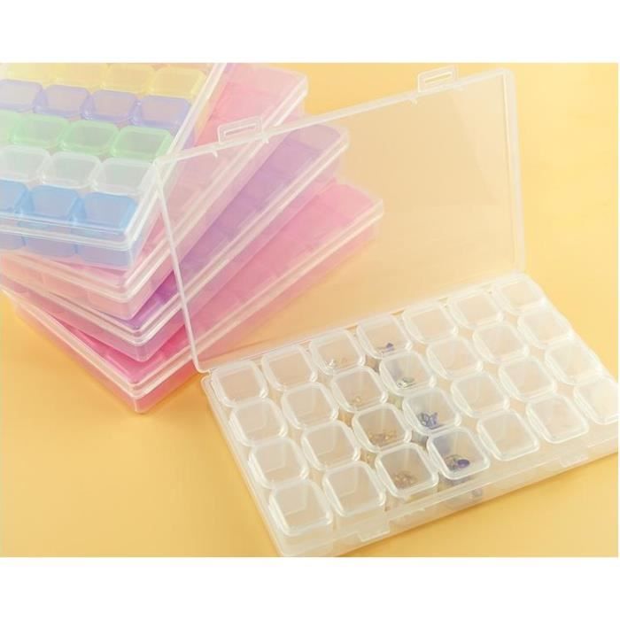 56 Grilles Accessoires Boîte De Rangement Antichoc Manucure Non Toxique Transparent De Protection Peinture Au Diamant DIY PP Organisateur Résistant À L/'usure Color : Transparent