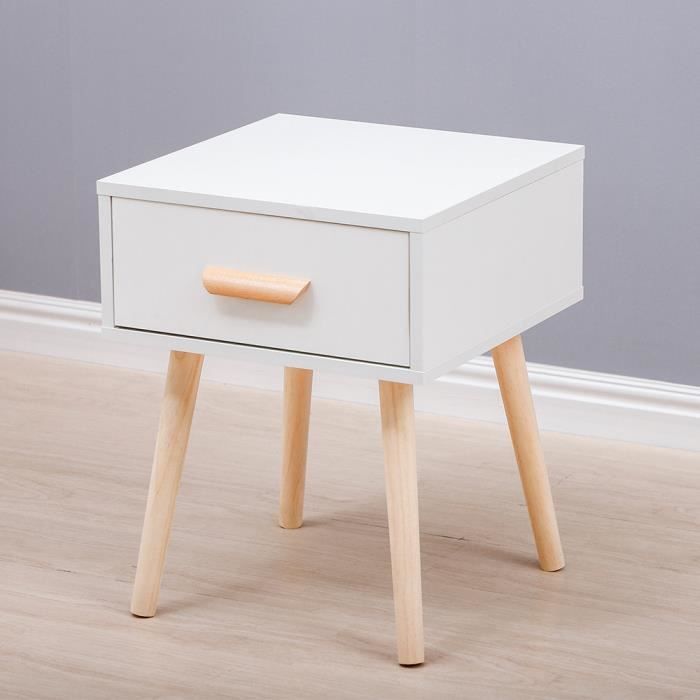 Table De Chevet Blanche Style Scandinave Table De Nuit En Bois Massif Achat Vente Chevet Table De Chevet Blanche Sty Cdiscount