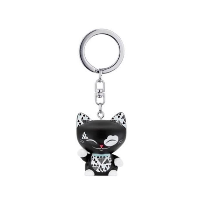 Porte Cle Chat Porte Bonheur Mani The Lucky Cat Noir Collier Turquoise Cdiscount Bagagerie Maroquinerie
