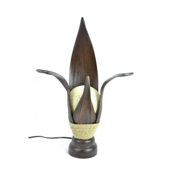 Lampe africaine en feuille de cocotier. Décoration ethnique exotique. Marron