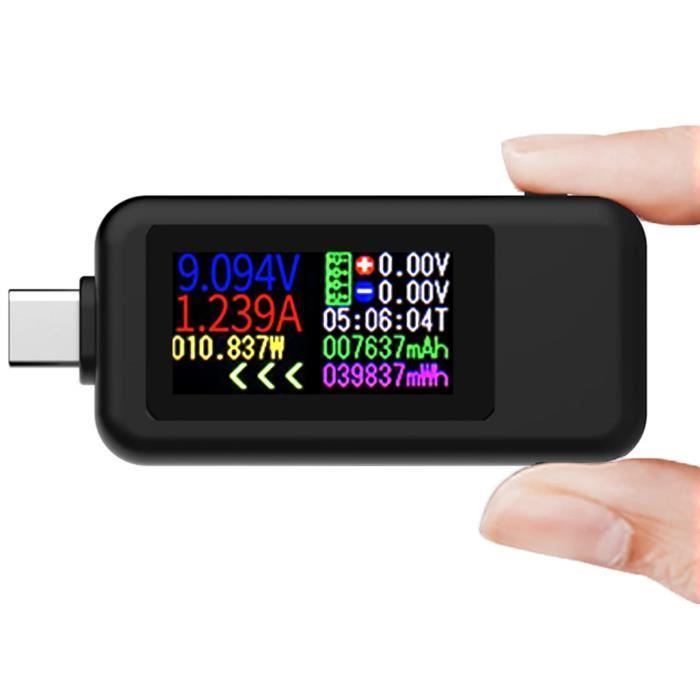 AJW-USB C Tester de Tension de Courant Multimètre Numérique LCD USB Compteur Voltmètre Ampèremètre Capacité Alimentation Charg[358]
