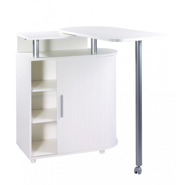 Mange-Debout Blanc Table Pivotante - L 110 x l 55 x H 105.3 cm Mange-Debout Blanc Table Pivotante - L 110 x l 55 x H 105.3 cm