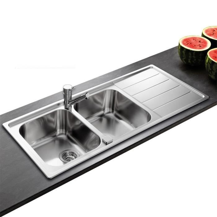 Evier Inox Lisse Teal 2 Bacs 1 Egouttoir Achat Vente Evier De Cuisine Evier Inox Lisse Teal 2 Bac Cdiscount