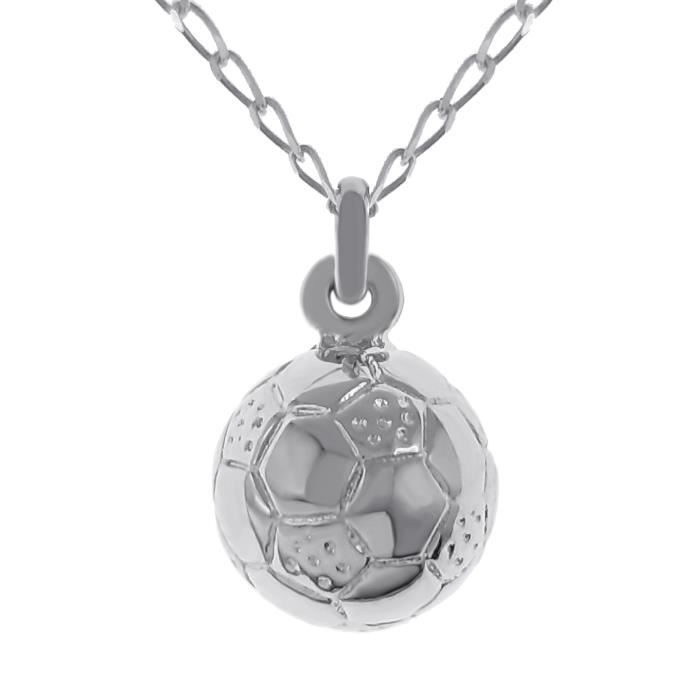 Pendentif Ballon De Football En Argent 925 Rhodié - Neuf Avec étiquettes, Chaîne En Option, Mixte