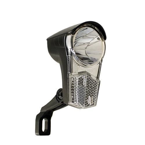 Phare avant LED pour dynamo moyeu UniLED - Mixte - Vélo loisir - Noir - 15 lux - Réglable