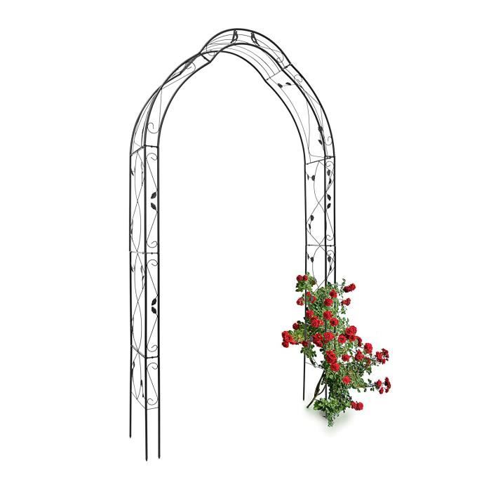 Tonnelles Relaxdays Arche à rosiers Support de plantes grimpantes tuteur obélisque pour roses arceaux colonne de jardin 20518