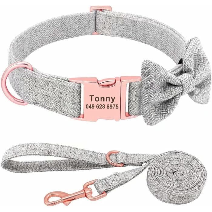 Meilleurs prix pour Collier Personnalisé Pour Chien Avec Nœud Papillon DétachableEnsemble De Laisse Et Collier Pour Chien Avec Boucle En Or