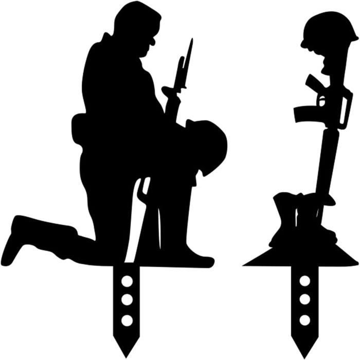 Statue de Soldat Décoration de Jardin Silhouette de Soldat Tombé en