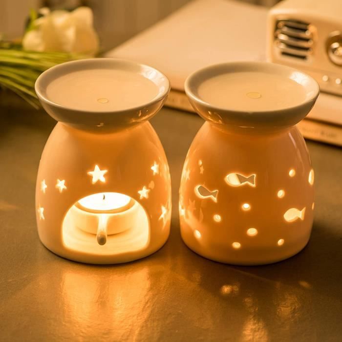Duokon Lampe Chauffe-Plat en Verre Marbré avec Variateur de Lumière pour  Bougies Parfumées - Cdiscount Maison