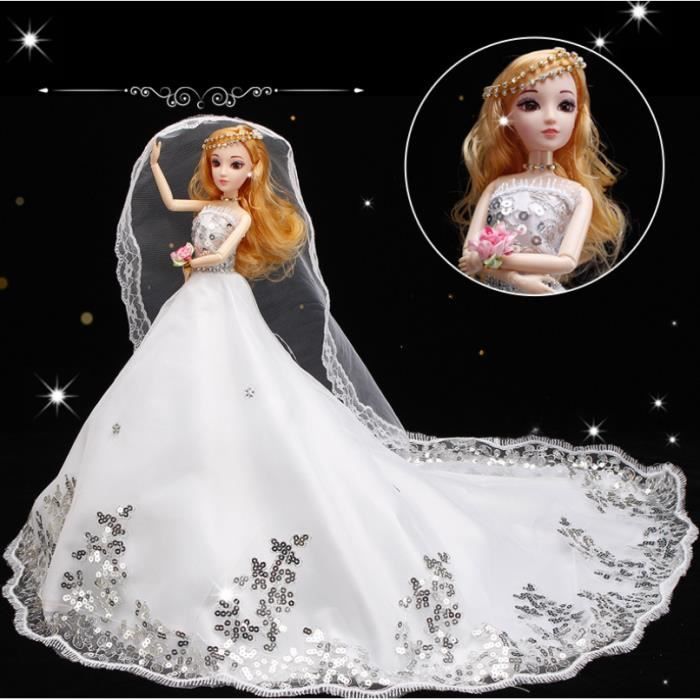 Poupee De Mariage Mannequin Robe De Mariee Cadeau Fille D Anniversaire Cadeau Pour Mariee Blond 43cm Blanc Achat Vente Poupee Cdiscount
