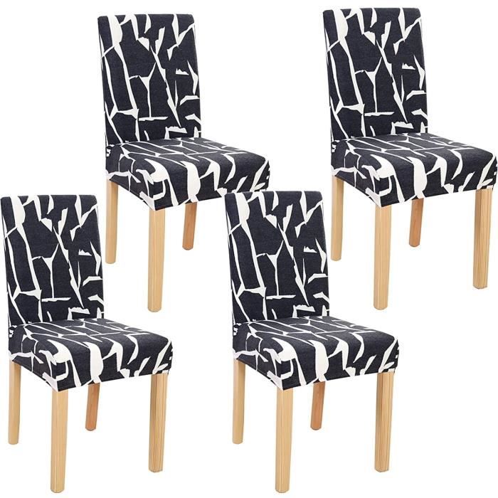 Lot de 4 housses de chaise extensibles imprimées pour salle à manger