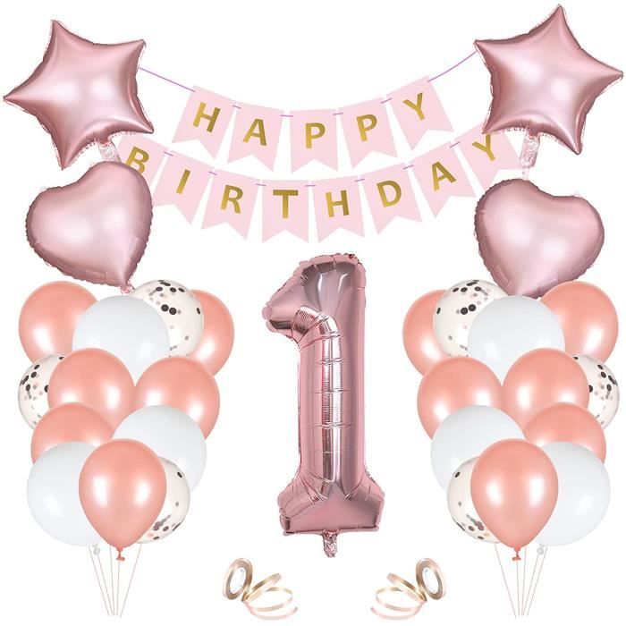Decoration Anniversaire 1 An Fille Or Rose Ballon Chiffre 1 Avec Or Rose Happy Birthday Banderole 1an Fille Decoration Fete D Ann Cdiscount Maison
