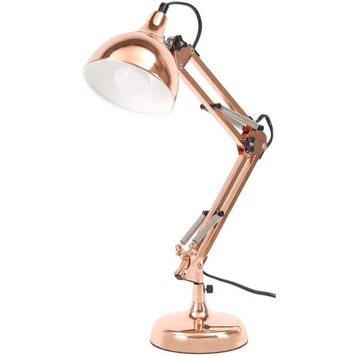 Brubaker Lampe De Bureau De Table Bras Articule Reglable Design Industriel Classique Metal Hauteur Jusqu A 53 Cm Cuivre Achat Vente Brubaker Lampe De Bureau De