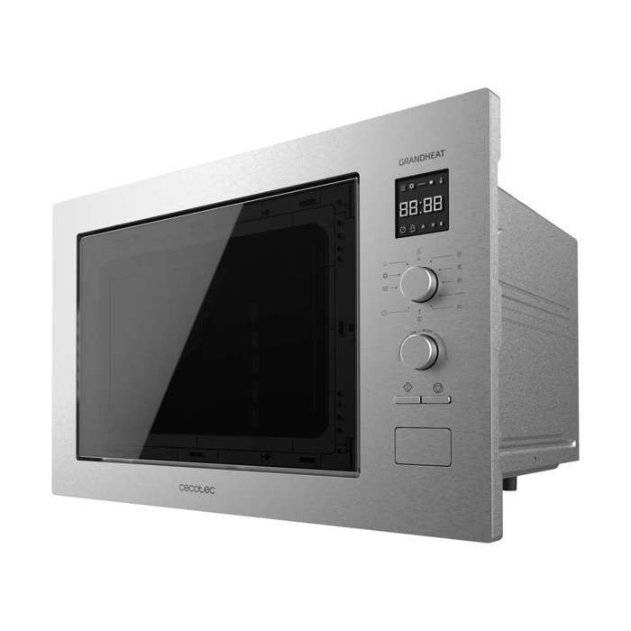 Cecotec Micro-ondes encastrable numérique 25 litres avec gril GrandHeat 2550 Built-In Steel. 1320 W 8 fonctions minuterie - Cecotec