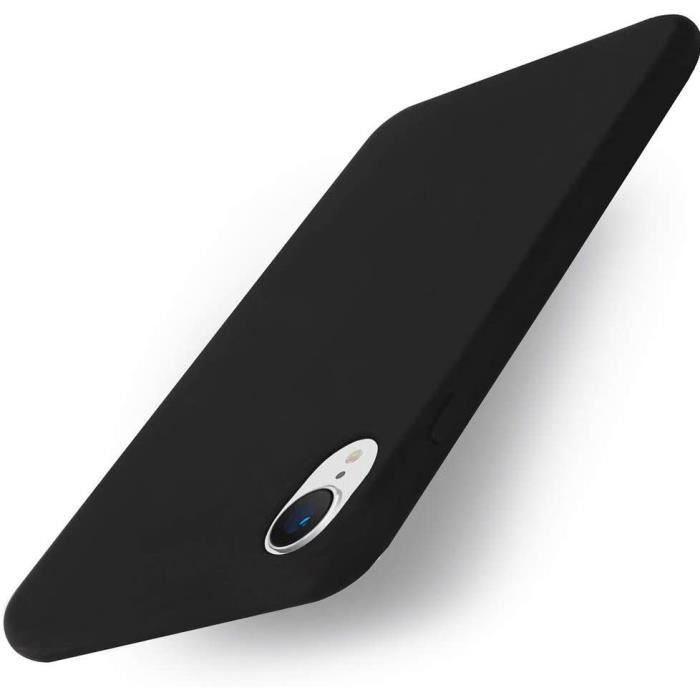 Coque iPhone XR Ultra Fine AntiRayures Silicone Liquide AntiChoc Slim Mince Protection iPhone XR Noir U4