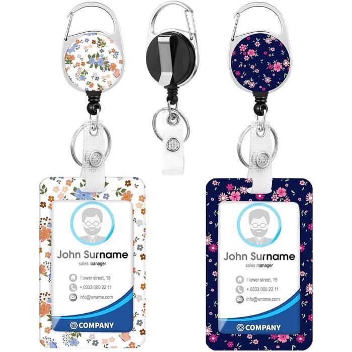 Teskyer Porte Badge, Avec Cordon Rétractable, Porte Badge Tour De Cou